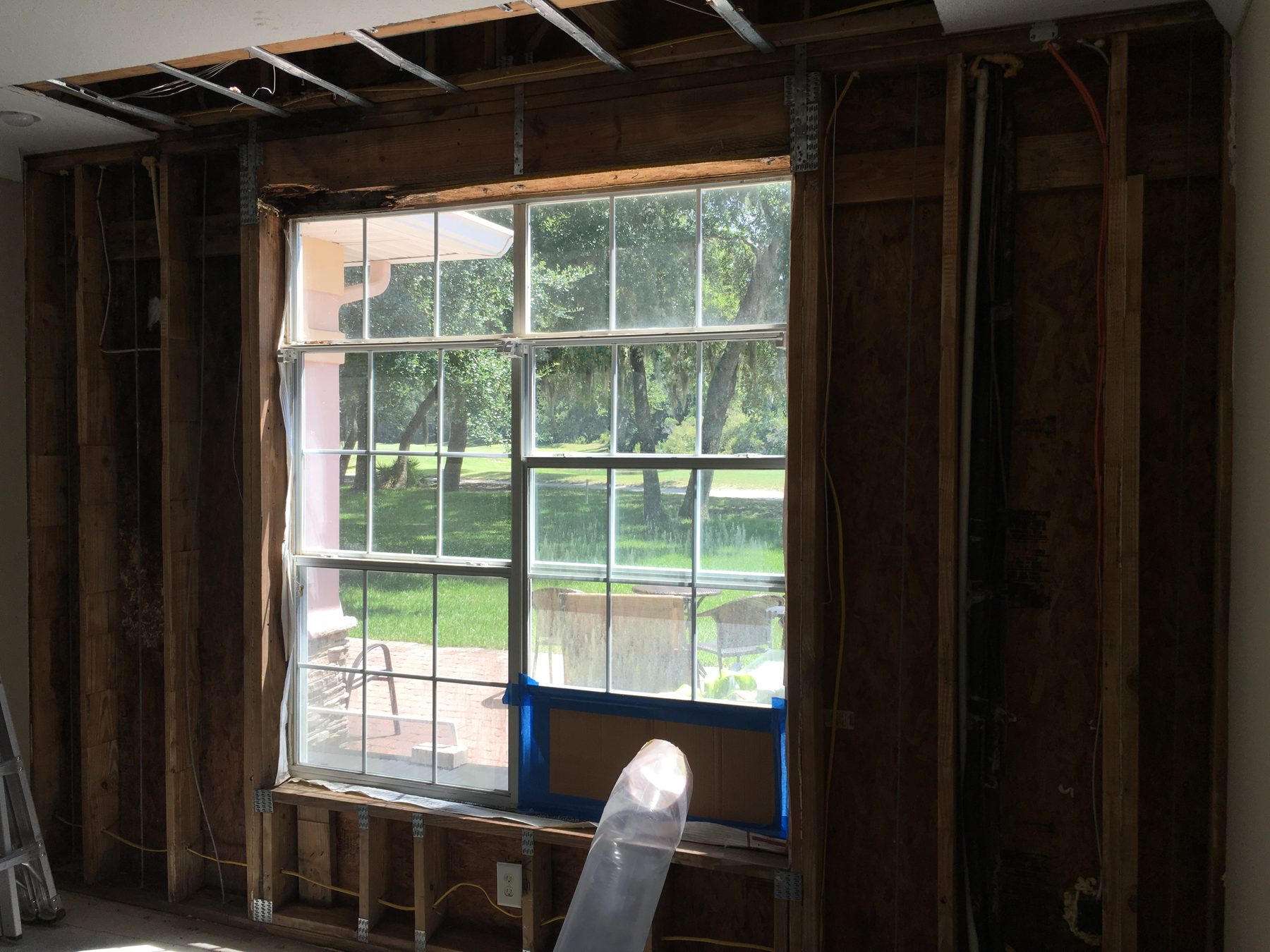 Interior demolition during a mold remediation project by Hunter Construction