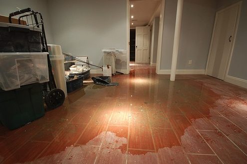 Water damage inside a home caused by a roof leak